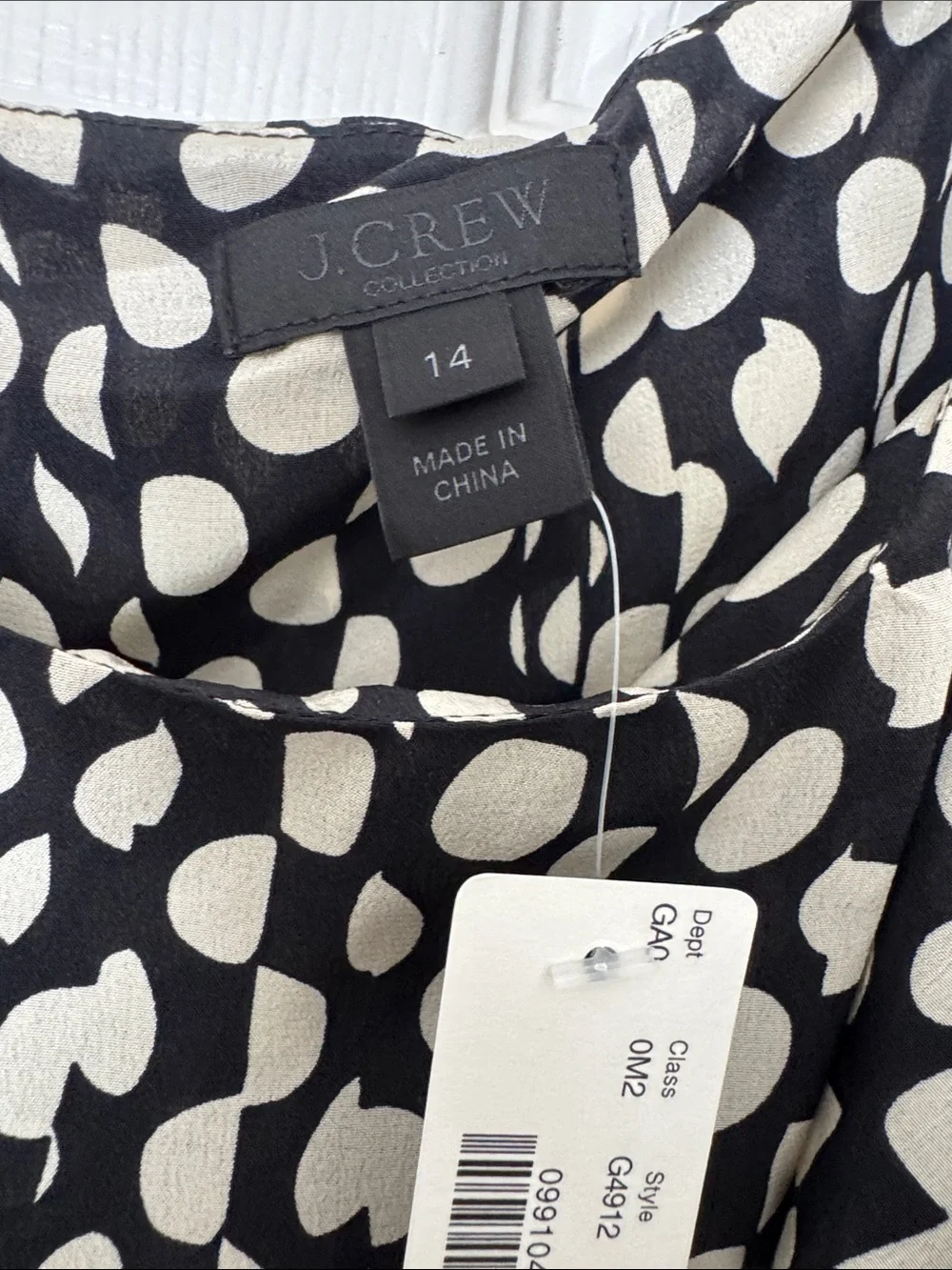 J. Crew Black and White Silk Polka Dot Ruffle Cold-Shoulder Blouse